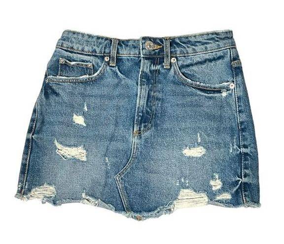 ZARA  Join Life jean skirt distressed mini XS