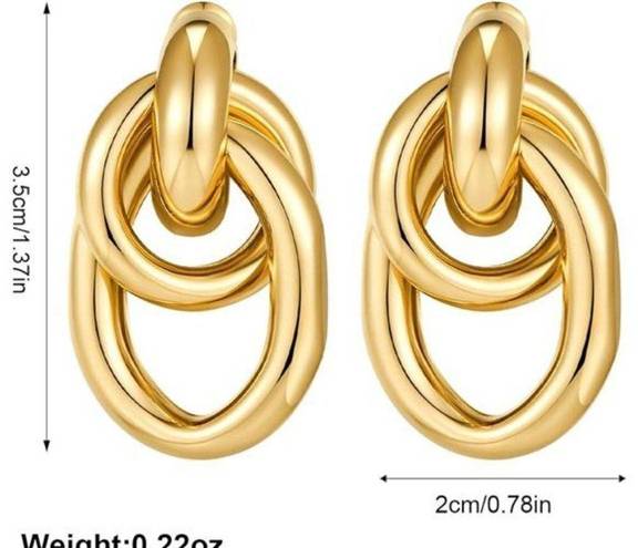 Gold Geometric Drop Dangle Earrings for Women/ Long Link Dangle Earrings