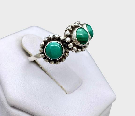 Sterling Silver Handmade Genuine Malachite Ring - Sz 5