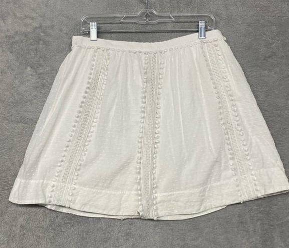 J.Crew  Skirt Womens 6 White A Line Mini Short Cotton Crochet Lace Side Zip