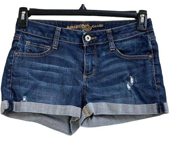 Krass&co Arizona Jean  Juniors SZ 3 Jean Shorts Distressed Stretch Cuffed Hems Mid-Rise