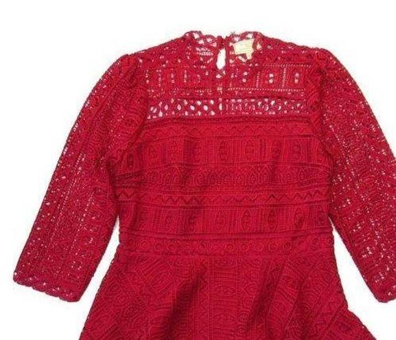 Moulinette Soeurs NWT Anthropologie  Lace Peplum Top in Red 8 $128