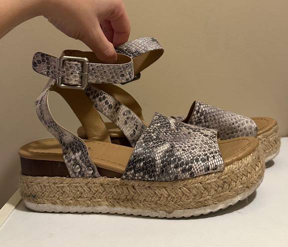 Soda Snakeskin Platform Heels