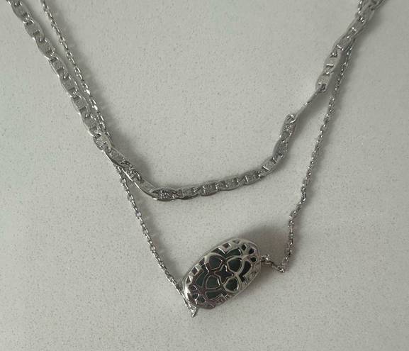 Kendra Scott  Elisa Silver Multi Strand Necklace in Platinum Drusy Herringbone