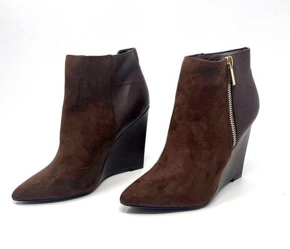 Shoedazzle  Brown Ashley Pointed Toe Wedge Ankle Booties