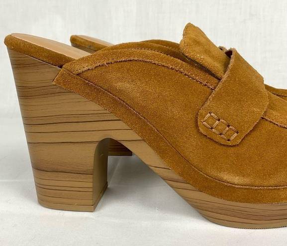 Splendid  Vina Suede Clog Honey Brown Platform Mule Loafers Sz 9.5 New Chunky