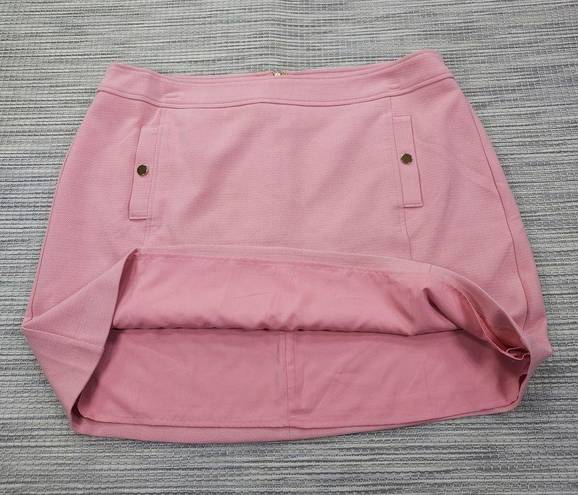 The Loft  Plus Size 16 Pink Shift Skirt Gold Buttons Barbie Academia Preppy NEW