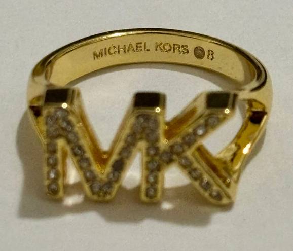 Michael Kors Gold-Tone Logo Ring Size 8