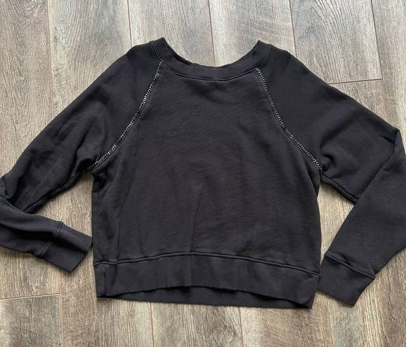 Paige  Daytona Chain Trim Casual Pullover Sweatshirt Black Silver Size Large