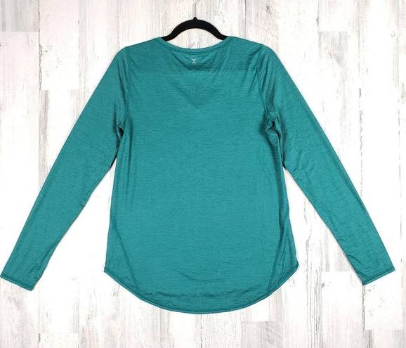 Xersion NWT  Quick Dry Green long Sleeve V-Neck Shirt Women's Size Small