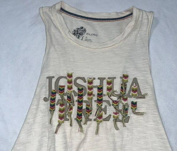 Pilcro  Anthropologie Joshua Tree Cotton Twist-Back Tank Top Size XS Embroidered