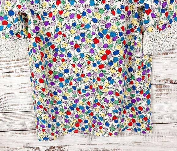 Oscar de la Renta Vintage Miss O by  Floral Short Sleeve Top Multi-Color Size XL