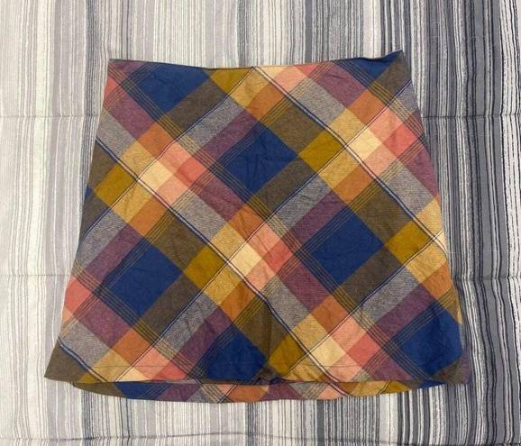 Altar'd State  Blue And Orange plaid pencil mini skirt