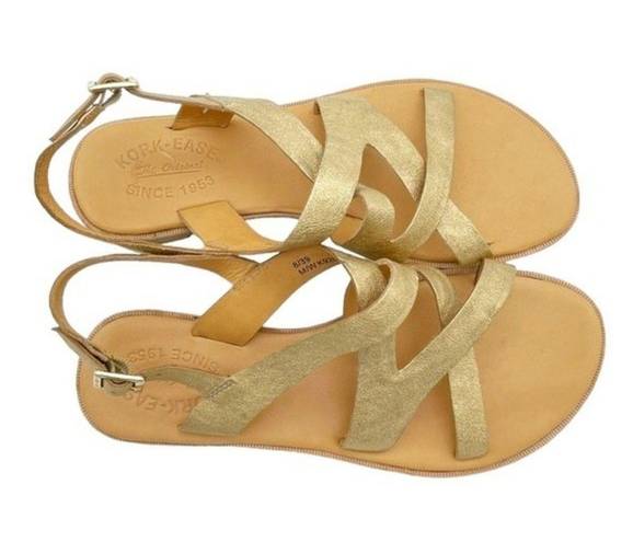 Kork-Ease  Yarbrough Gold Full Grain Leather Strappy Sandals Women’s Size 8