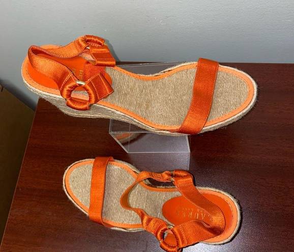 Ralph Lauren  Indigo Espadrille Wedges Orange size 11