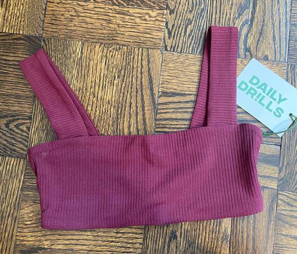 Daily Drills Maroon Ribbed Sports Bra