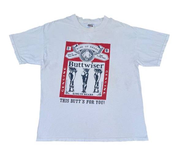 Tultex Vintage Buttwiser King Of Rears Graphic White T-shirt