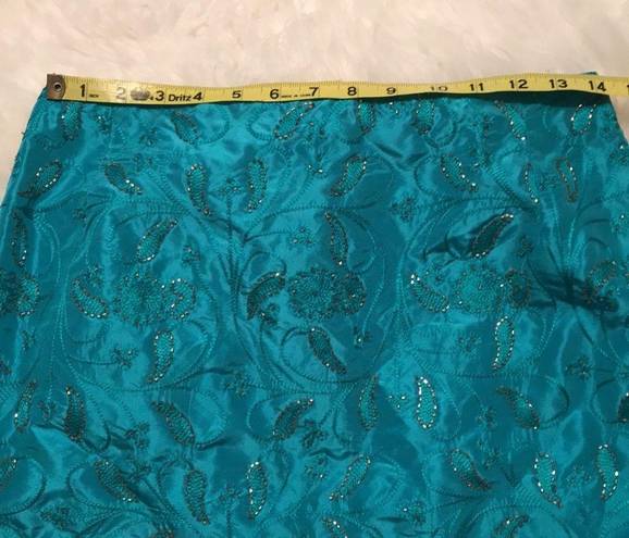 Chetta B  beaded, silk pencil skirt blue size 6