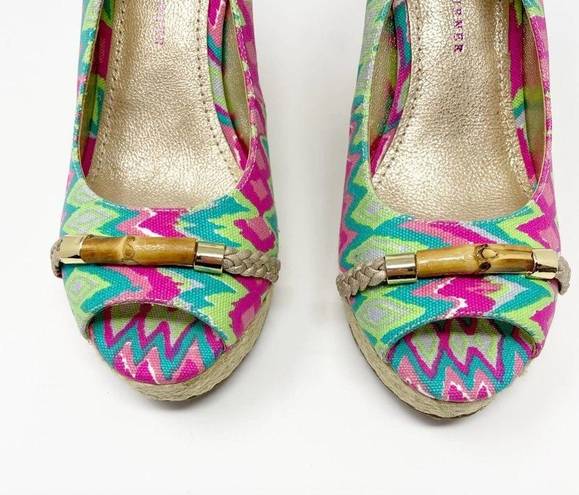 Harper Elaine Turner  Batik Print Wedge Sandals 8