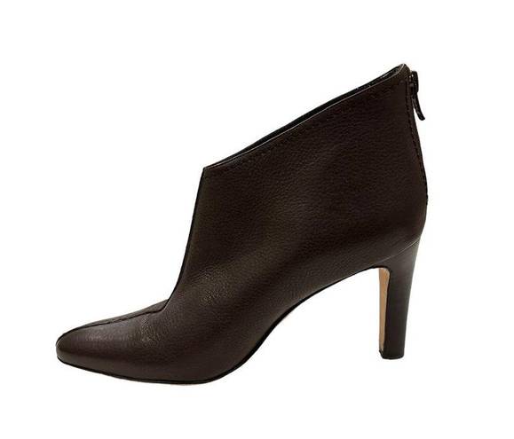 Manolo Blahnik  Brown Semi Pointed Toe Leather Heeled Ankle Booties Size 37 US 7