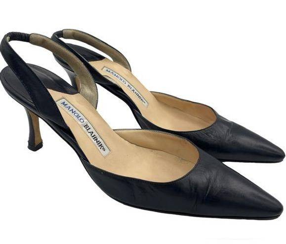 Manolo Blahnik Vintage  leather slingback pumps Size 36 1/2, 6.5US