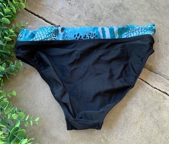Gottex  Swim Bikini Bottom Animal Print Banded Black Blue Size 6