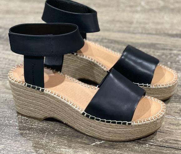 Frye  & Co Amber Espadrille Wedge Sandals Wedge Ankle Strap Black Shoe