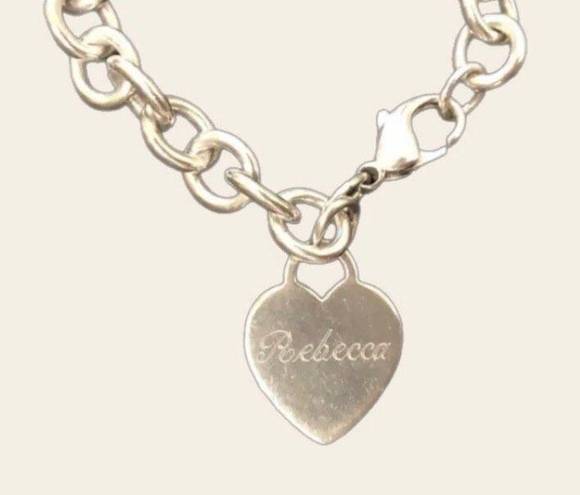 Tiffany & Co. Heart Tag Charm Bracelet in Sterling Silver Engraved 