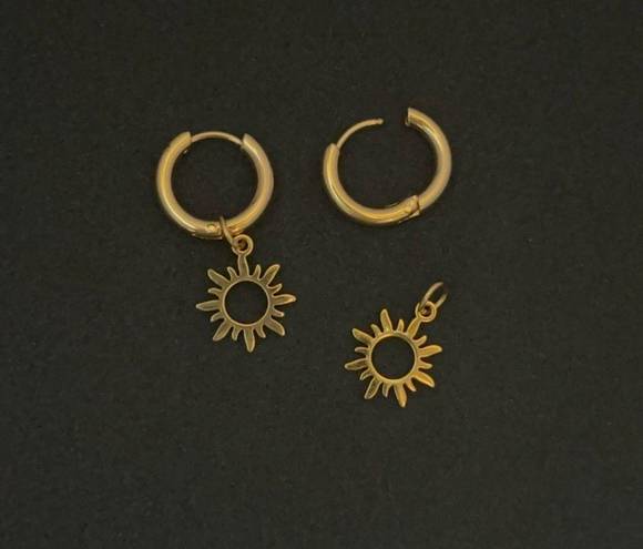 18K Gold Plated Sun Dangle Drop Earrings for Women