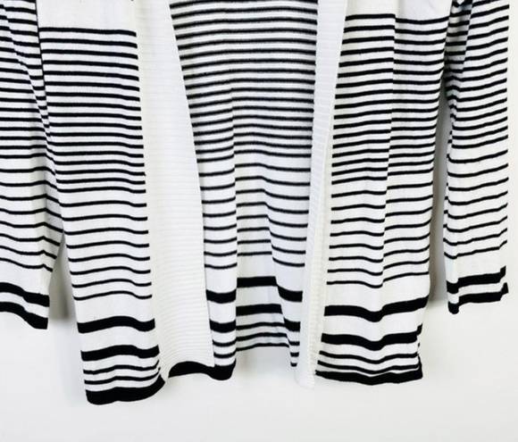 Cyrus ‎ Black & White Striped Open Front Cardigan Sweater
