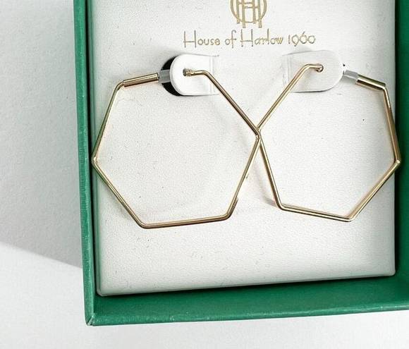 House of Harlow NIB  1960 Hexagon Hoops Gold