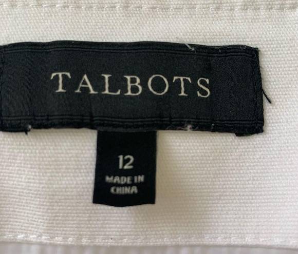Talbots  white short cotton spandex lined skirt back zipper Size 12