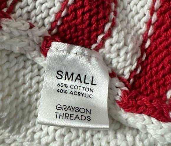 Grayson Threads  Pull Over Cable Knit American Flag Novelty Sweater Graphic S