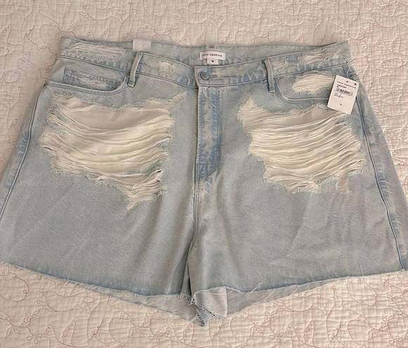 Good American NWT  90s Shred Denim Shorts Size 16 Light Wash distressed High Rise