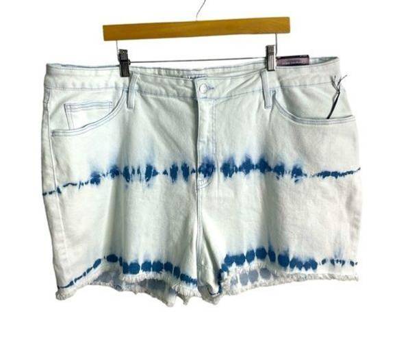 Ava & Viv  denim jean shorts tie dye no gap waistband white blue bottom Sz 24W