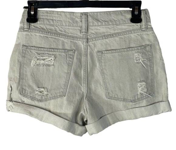 ALLSAINTS  SZ W26 Pam Jean Shorts Distressed Cuffed Low-Rise Zip-Fly Pockets Gray