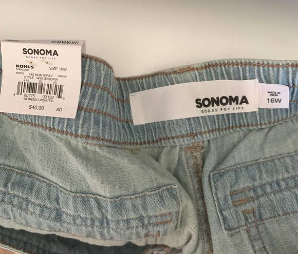 Sonoma NWT Skimmer Mid Rise Blue Denim Capri Jeans Size 16 W