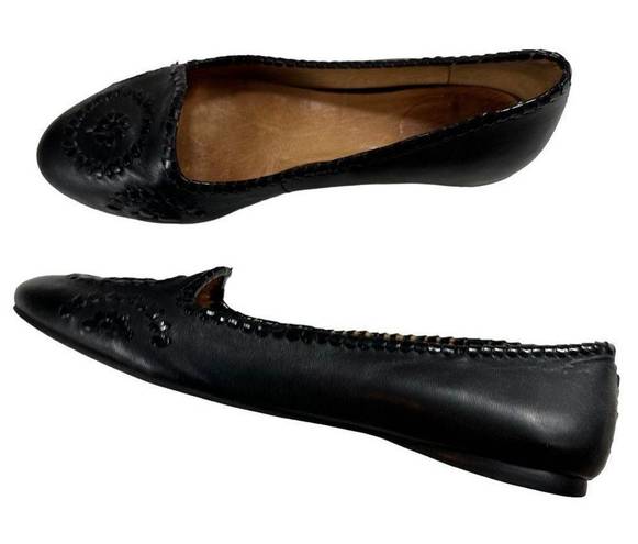 Jack Rogers  Waverly Black Leather Flats Women’s Size 8