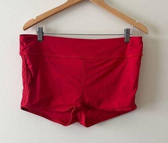 Athleta Red Scrunch Sand Print Swim Shorts Size Large