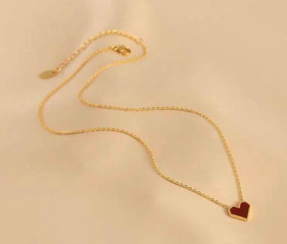 18K Gold Plated Red Heart Pendant Necklace for Women