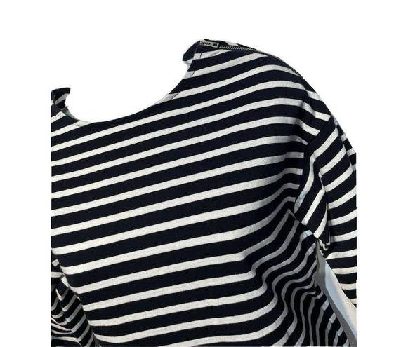 Everlane  Breton Black White Stripe Zip Shoulder Oversized Shift Dress XS