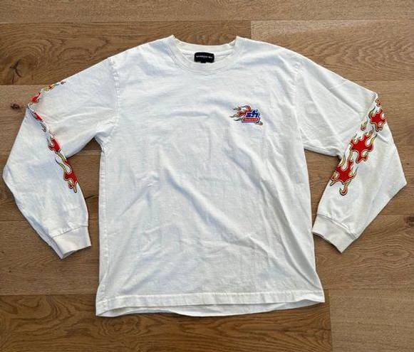 Shadow Hill  Los Angeles Flame Long Sleeve Tee in White