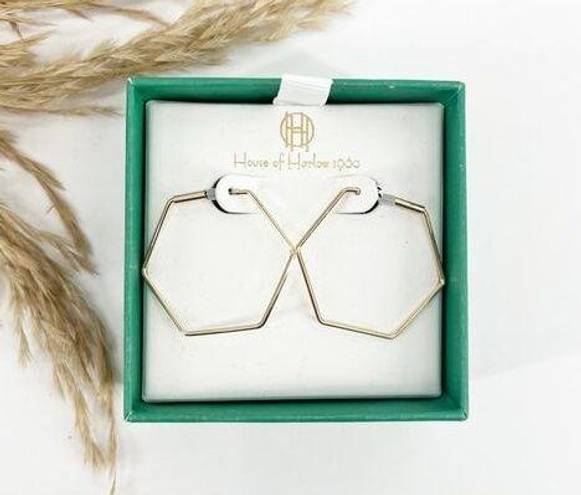 House of Harlow NIB  1960 Hexagon Hoops Gold