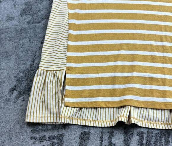 Umgee  Blouse Womens Size 1X Striped Boxy Boutique Yellow Boho Preppy Classic