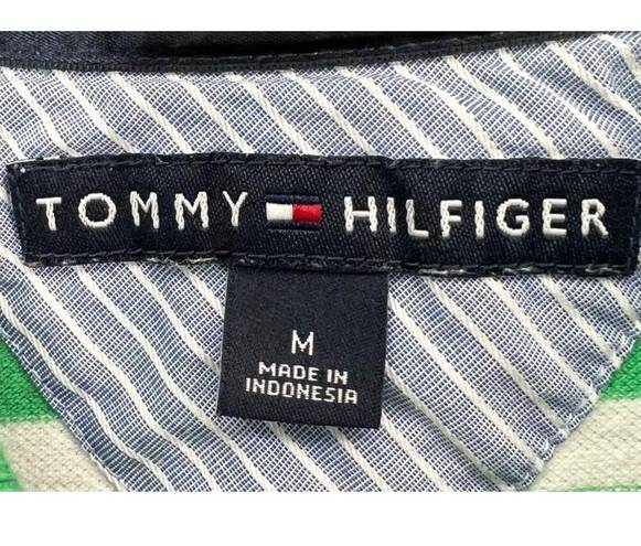 Tommy Hilfiger  Polo Womens M Green White Striped Sleeveless Golf Shirt Top Y2K