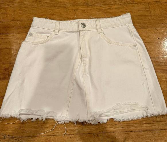 ZARA White Denim Mini Skirt
