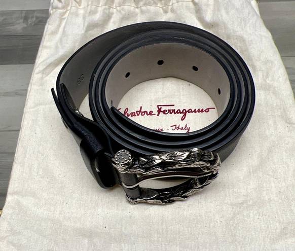 Salvatore Ferragamo Gancini Leather Buckle Belt GV67 9898 Italy 💯 Authentic NEW