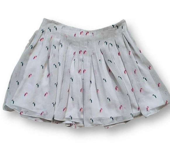 BCBGeneration  Skirt Grey Box Pleated Moonstone Combo Parrot Animal Print Mini