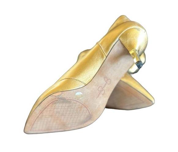 Jessica Simpson NEW  Nelda Gold Pointed Toe Pull On Kitten Heel Western  Booties