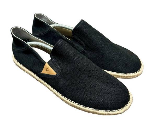 Olukai  Kaula Pa'a Kapa Convertible Espadrilles Linen Womens Shoes Black 9.5